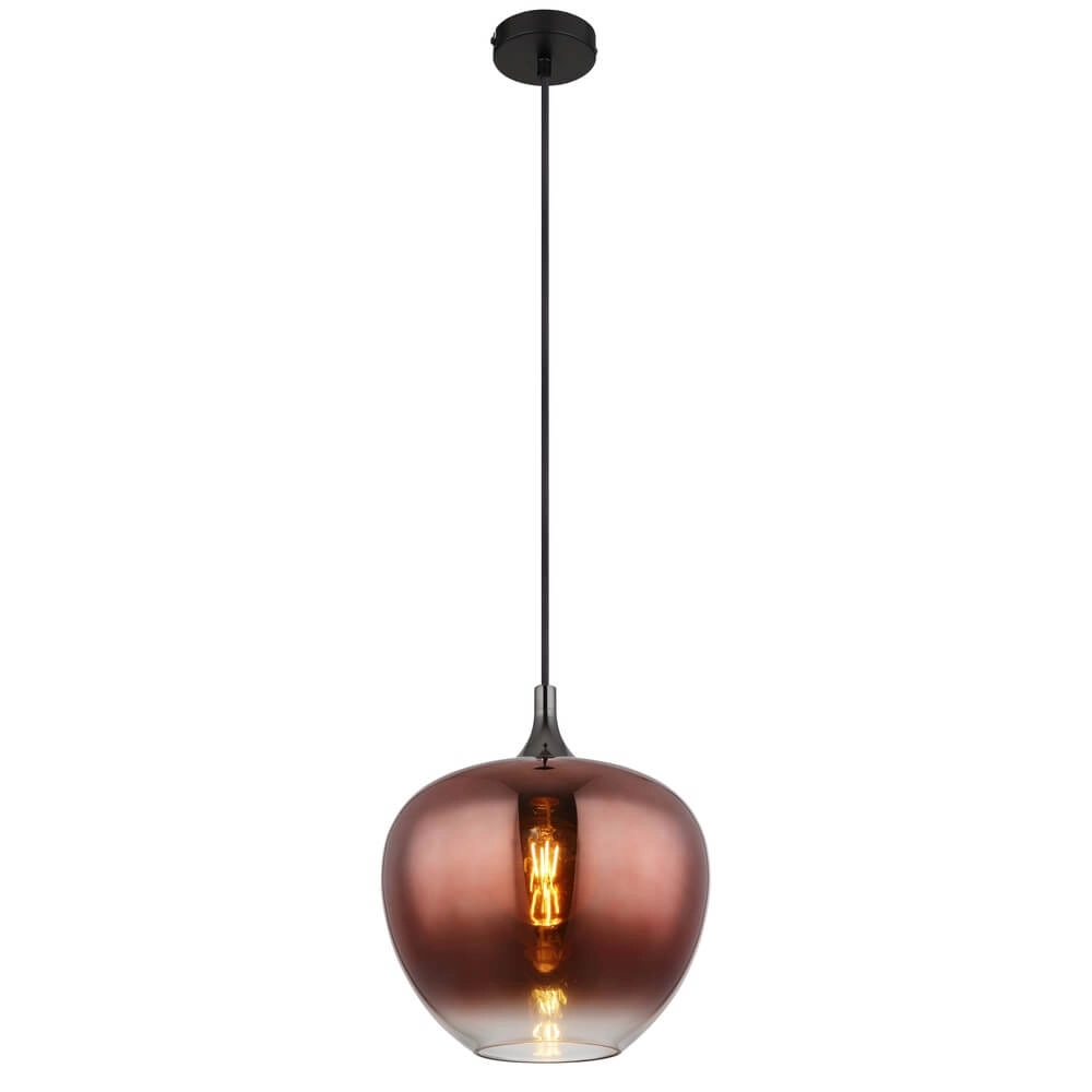 Suspension noire Maxy avec verre rouge Ø 29cm Suspension noire Maxy avec verre rouge Ø 29cm