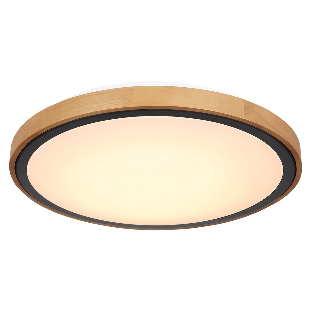 Lampe de plafond Bruno Ø 43,7 noir avec bois Globo 9007371436484