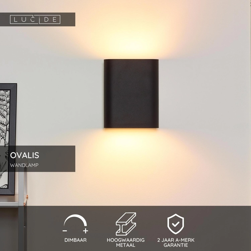 Emplacement mural de conception Ovalis Noir Lucide 5411212126894