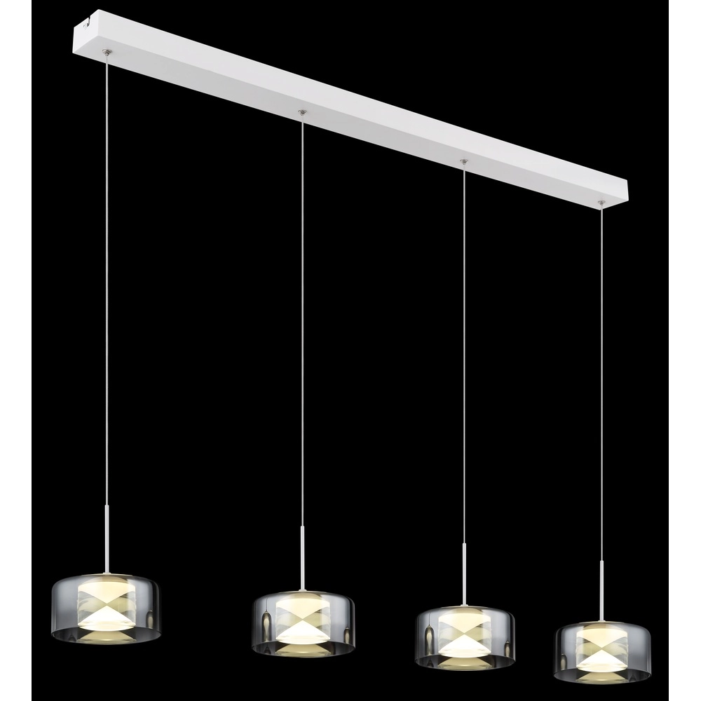 Lampe pendante de conception Belinda Blanc 4 lumières avec verre fumé Globo 9007371566372