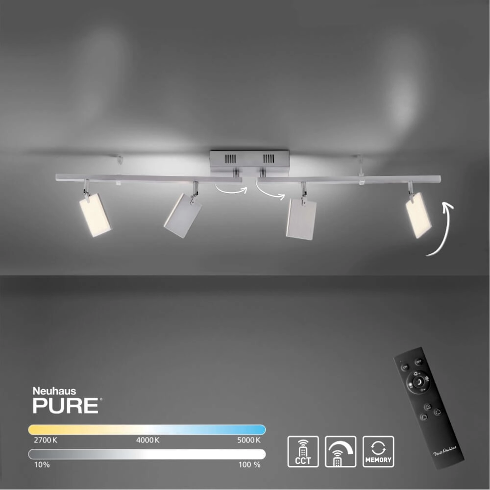 Plafonnier Pure Mira 4 lumières en aluminium Paul Neuhaus 4012248358870