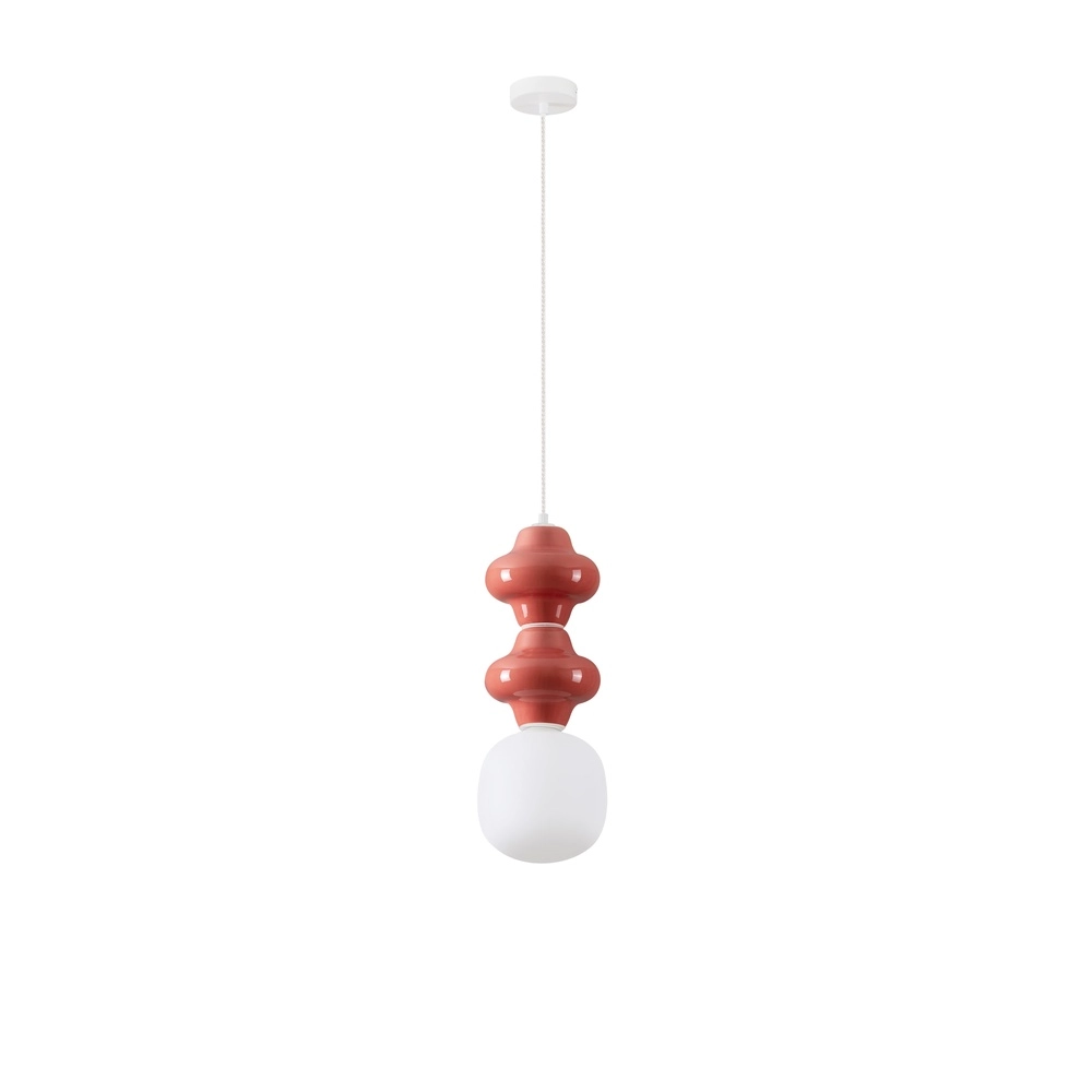 Suspension Clio M en céramique rouge avec verre blanc Lyora 5212017461230