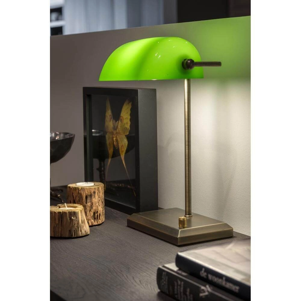 Lampe de banquier classique Oxford Bronze avec vert Artdelight 8720701100145