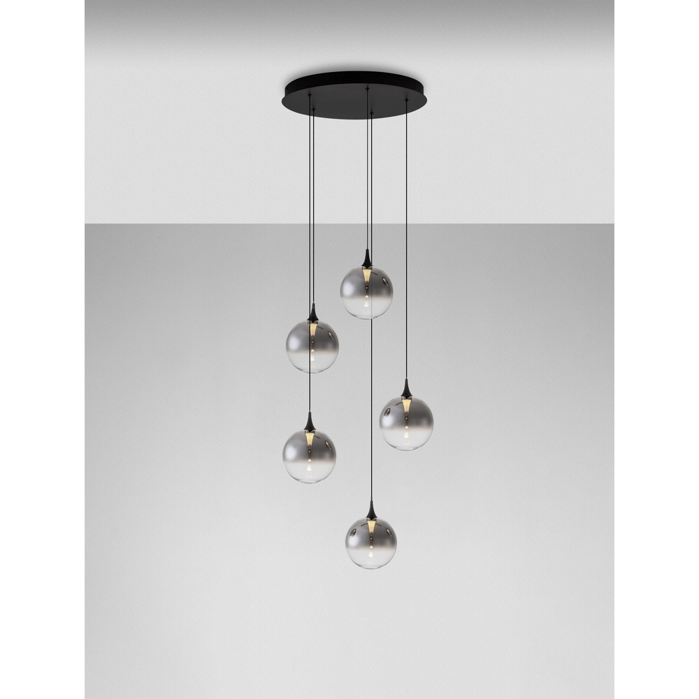 Suspension Orenda Verre fumé rond à 5 lumières Lyora 5212017477644