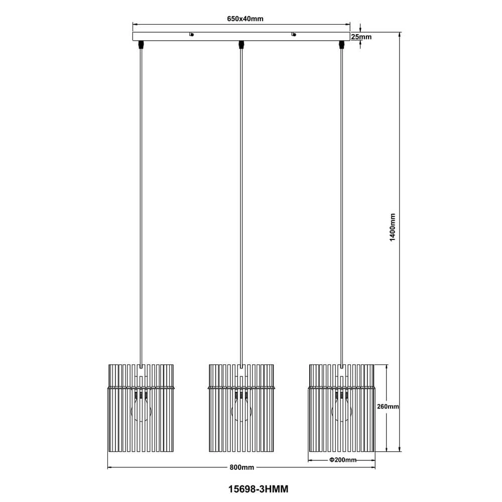 Suspension noire Gorley Verre coloré 3 lumières Globo 9007371481002
