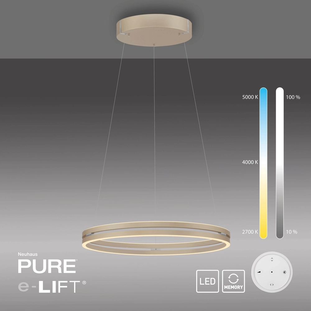 Lampe suspendue de bureau Pure E-Loop bronce - Ø 70 cm Paul Neuhaus 4012248398364