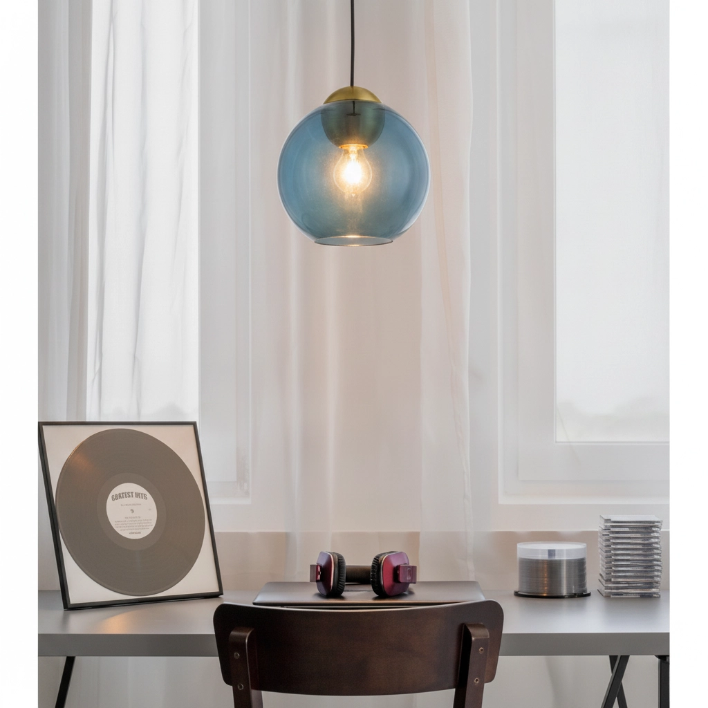 Suspension design Midori verre bleu