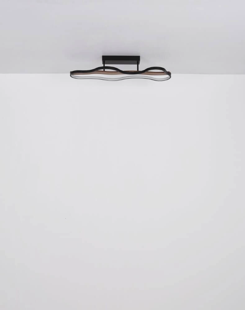 Plafonnier Bezzy design noir avec du bois Globo 9007371457649