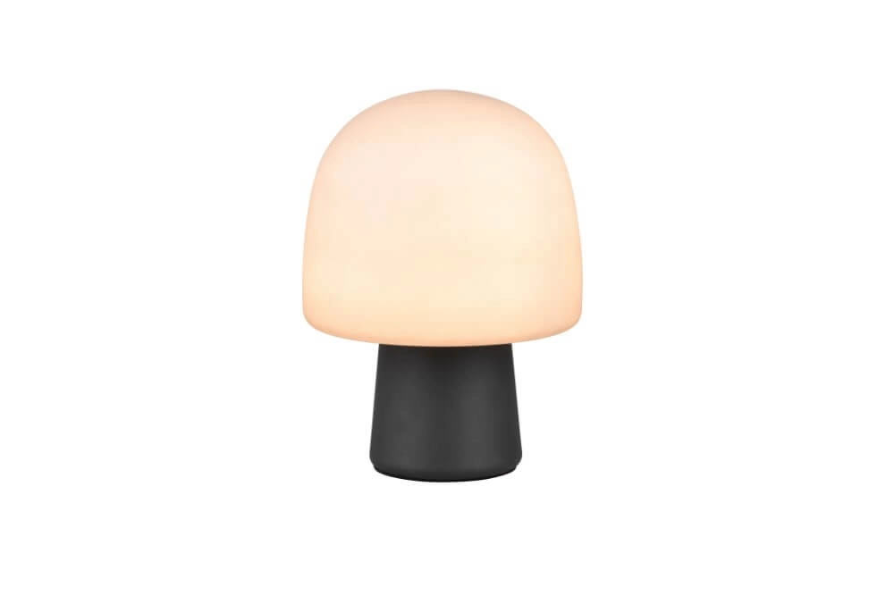 Lampe de table champignon Steen noir avec verre taupe Trio 4017807622683