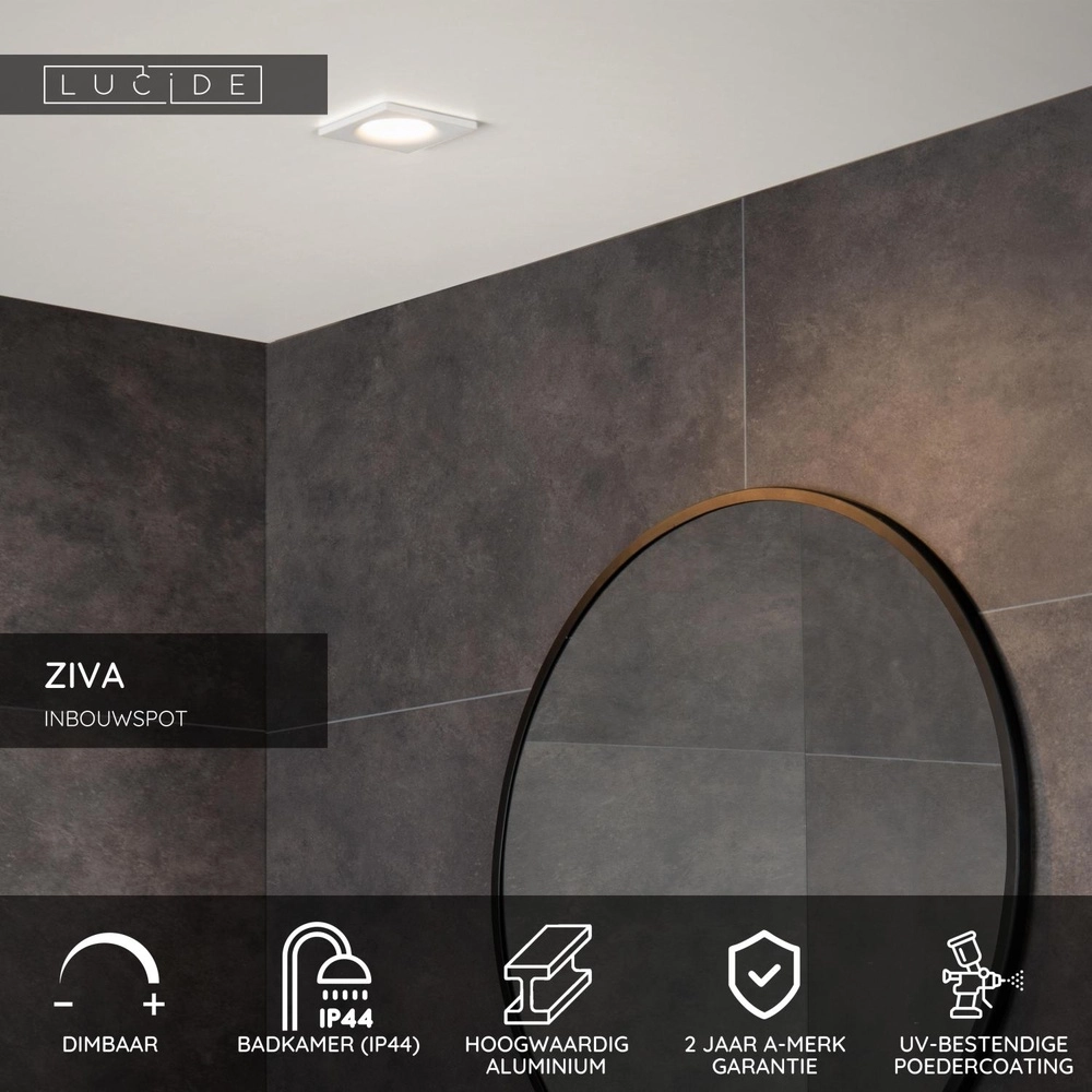 Projecteur encastré Ziva IP44 blanc Lucide 5411212092205