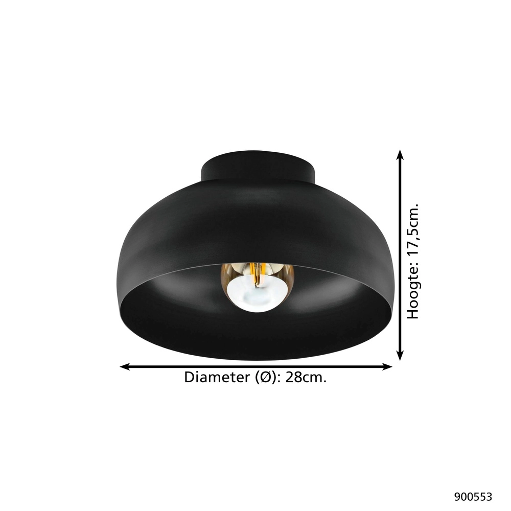 Lumière noire au plafond Mogano 2 Ø 17,5 cm Eglo 9008606244584