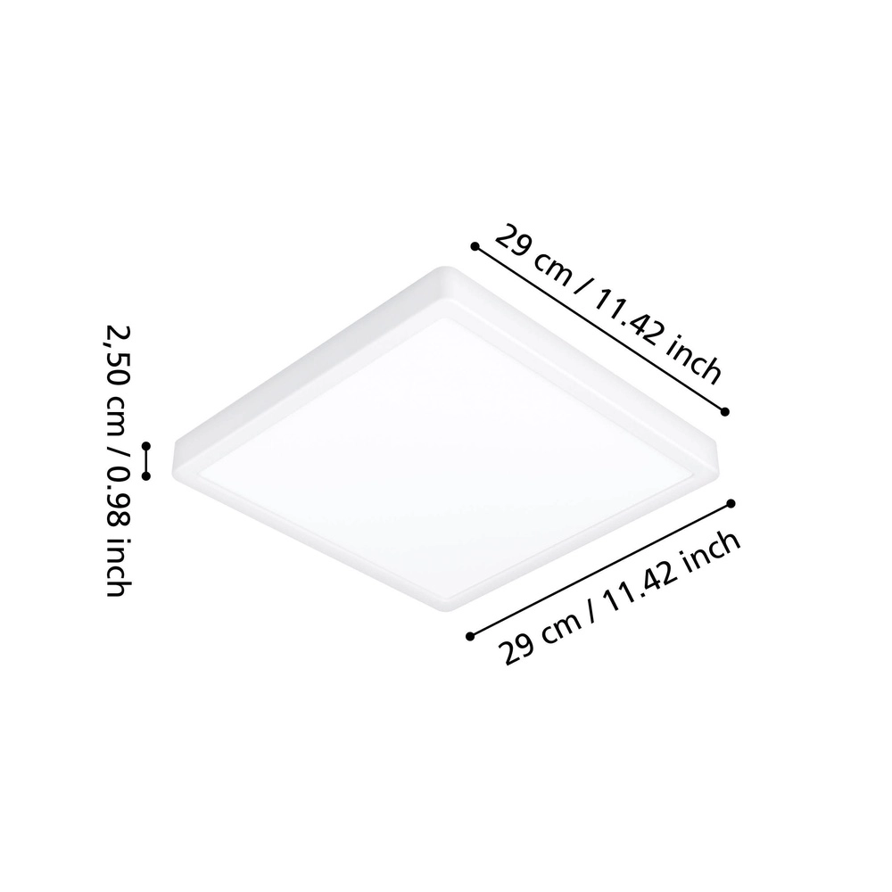 Lumière de plafond IP44 Fueva 6 Carré - Blanc - 29x29cm Eglo 9008606330416