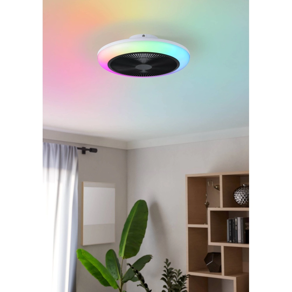 Ventilateur de plafond Sayulita blanc avec noir Ø 46cm RGB Eglo 9002759352165