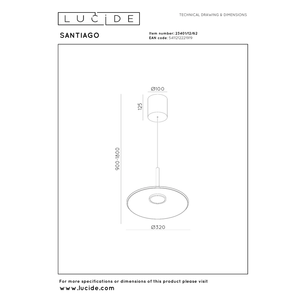 Suspension à LED en verre Santiago Ø 32cm - champagne Premium by Lucide 5411212221919