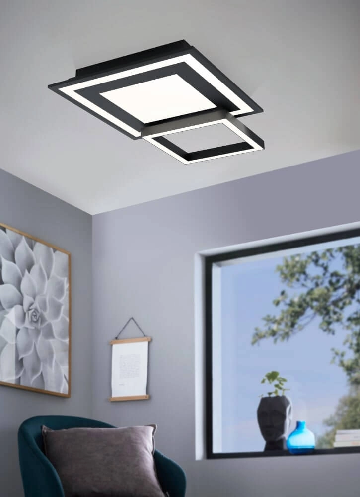 Plafonnier Zigbee Savatarila-Z 45x45cm noir Eglo 9008606221691