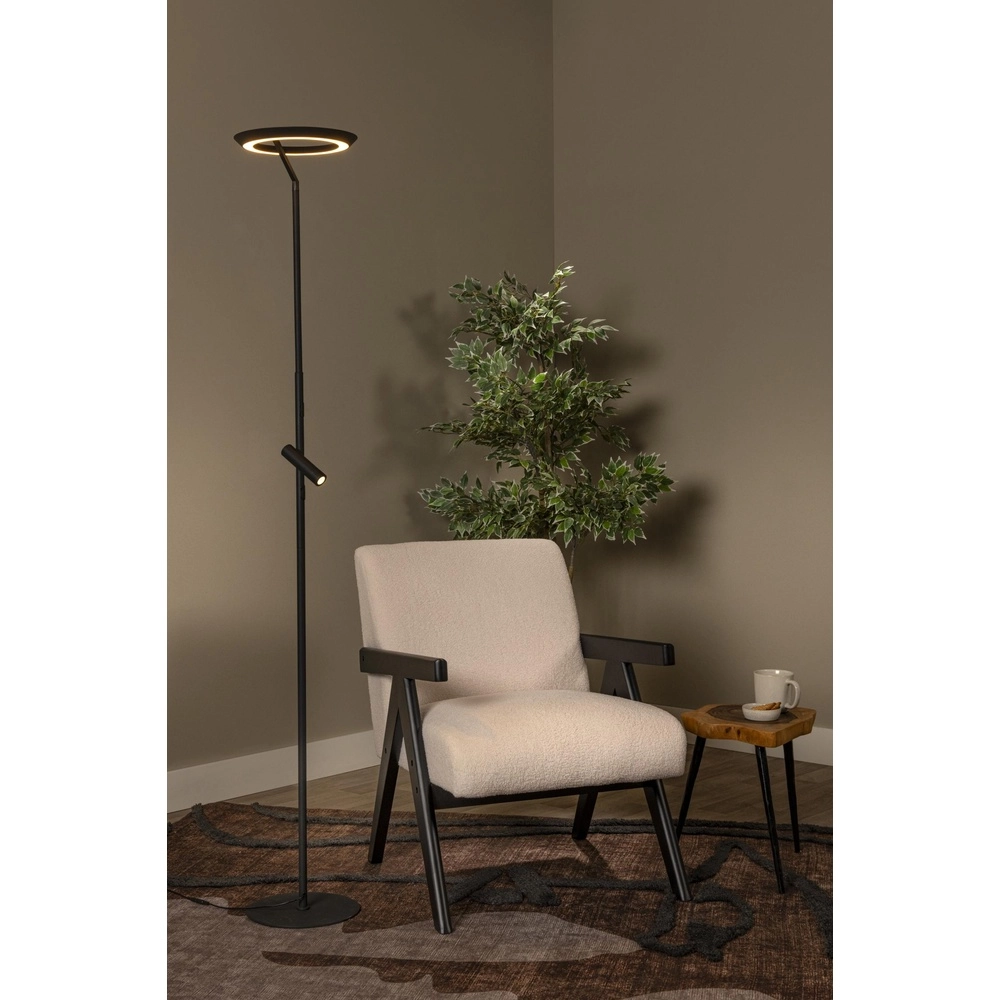 Lampadaire de conception Celeste noir Ø 28cm avec lumière de lecture Lucide 5411212032263