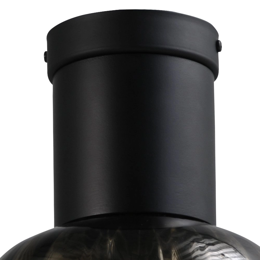 Lampe de plafond Lett lll 20cm noir avec verre fumé Masterlight 8718121181431