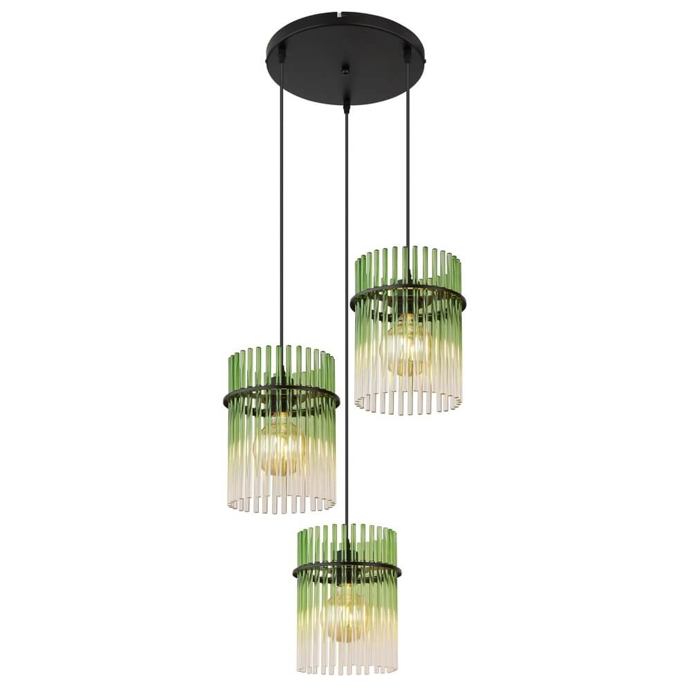 Suspension noire Gorley avec verre vert Ø 47cm Suspension noire Gorley avec verre vert Ø 47cm