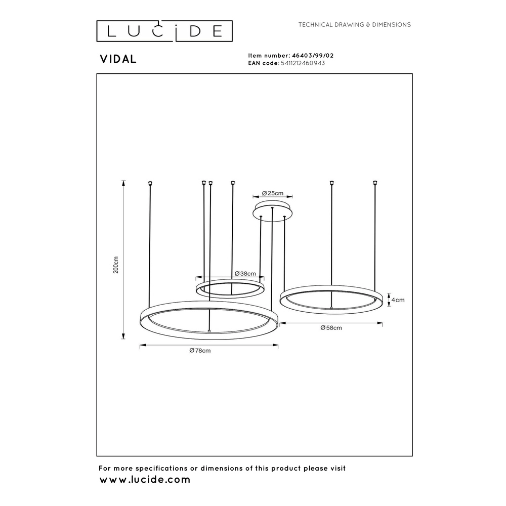 Lampe pendante dorée Vidal Conception Premium by Lucide 5411212460943