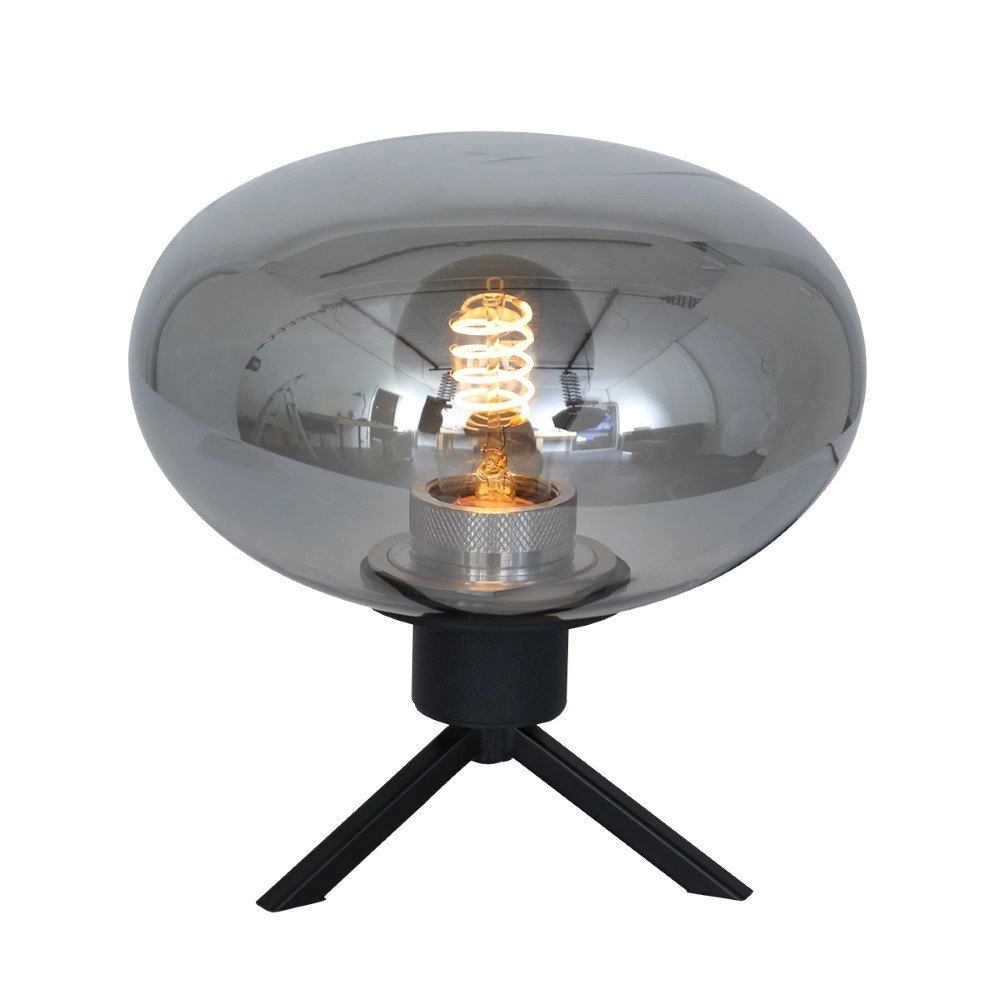 Lampe de table en verre Reflexion 22cm noir avec verre fumé