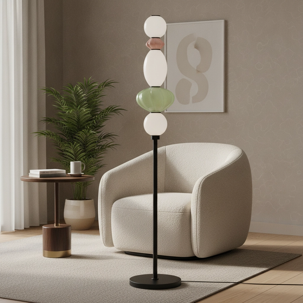 Lampadaire Oneta blanc - rose - vert
