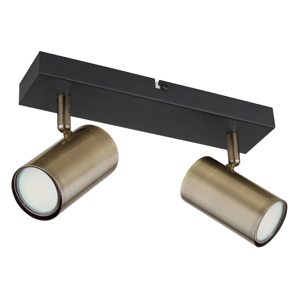 Lampe de plafond à deux lampes Robby noir avec bronze Globo 9007371439980