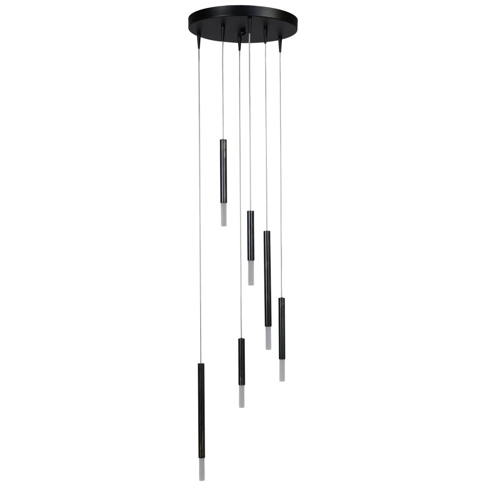 Lampe suspendue loft noire Flute Cylindres design à 6 lumières Lampe suspendue loft noire Flute Cylindres design à 6 lumières