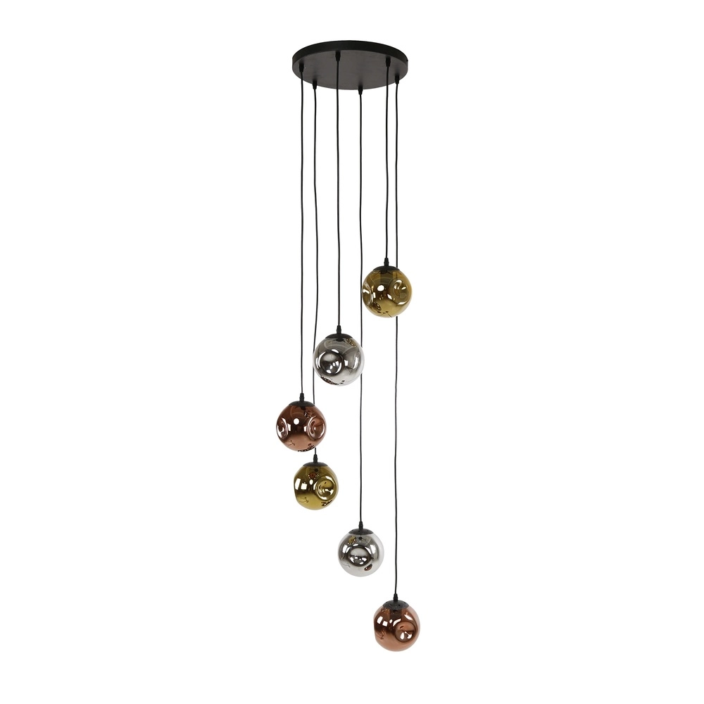 Lampe suspendue en verre Stellar 6 feux - Ø 15cm Lyora 8716803511651