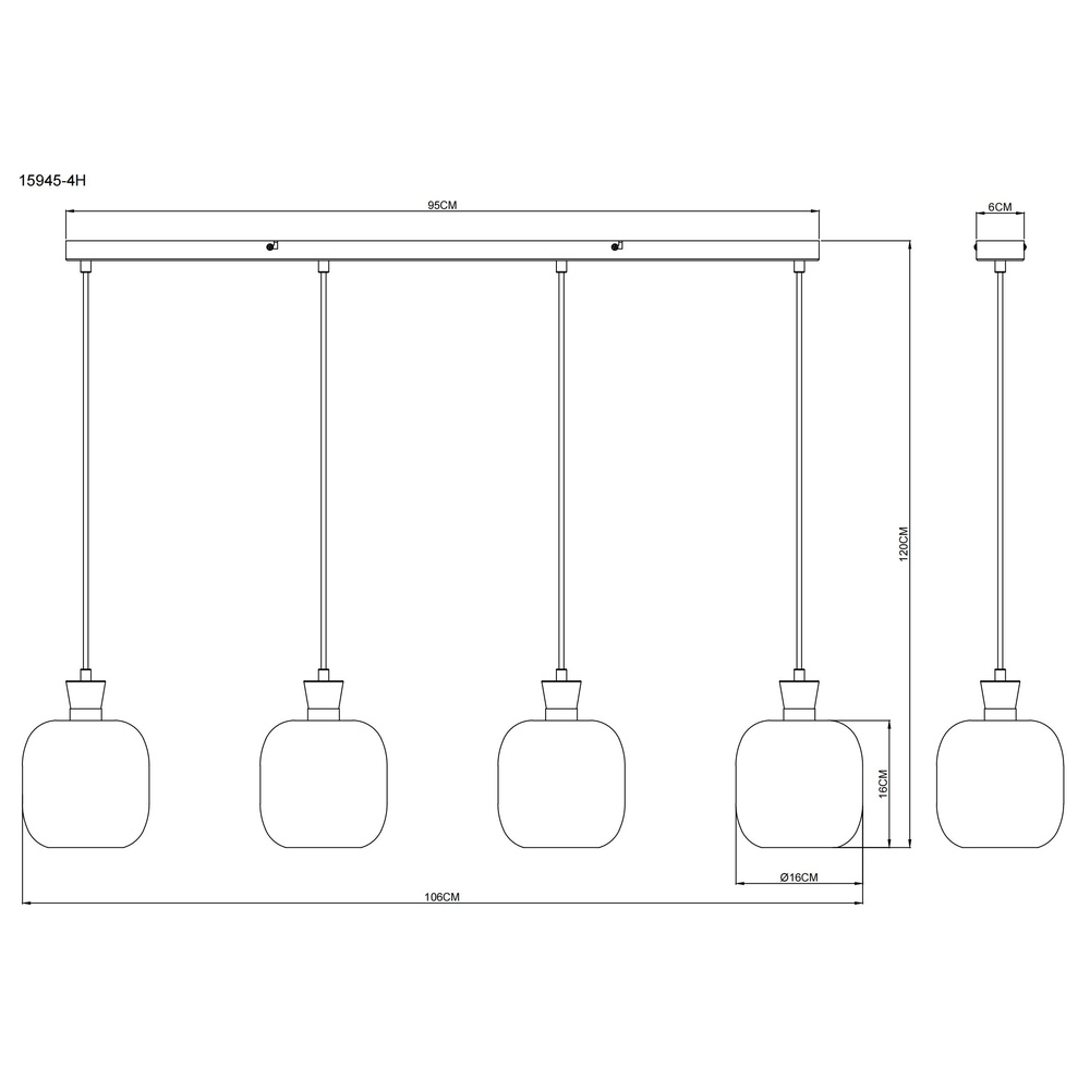 Lampe suspendue à 4 lumières Brokana Bronze à fusil Globo 9007371566471