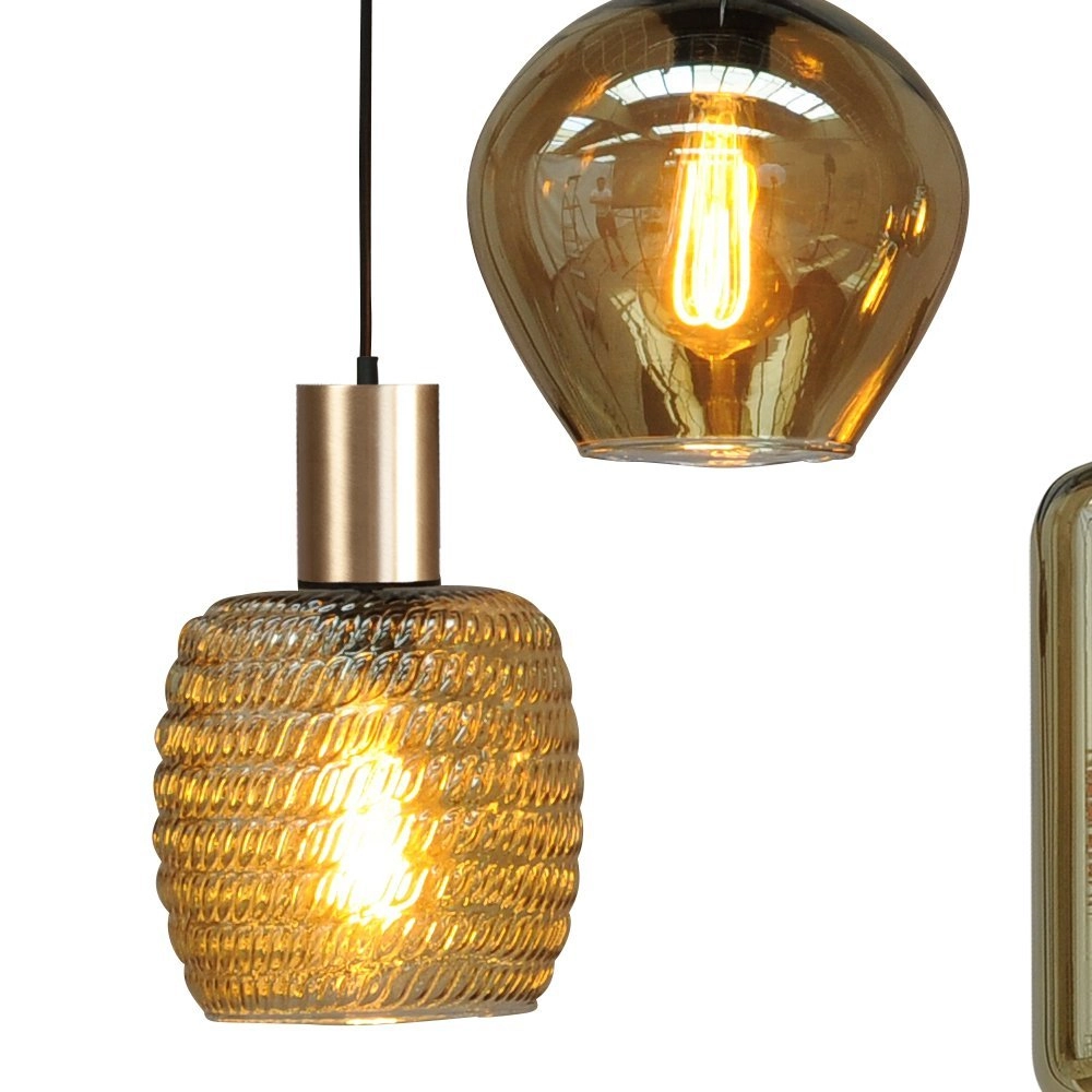 Lampe suspendue noire avec de l'or Bounty Verre curio à 8 lumières Masterlight 8718121256009