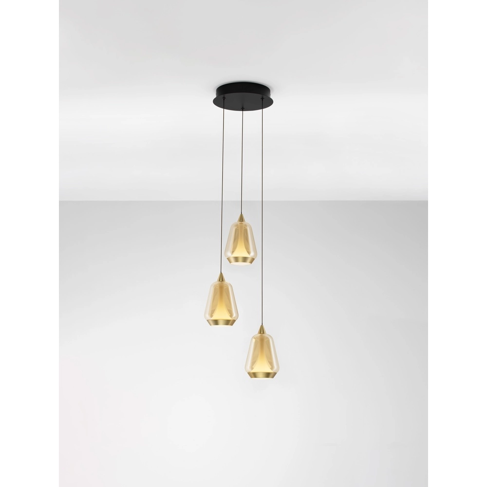 Suspension design Alish Verre ambré à 3 lumières Lyora 5212017477712