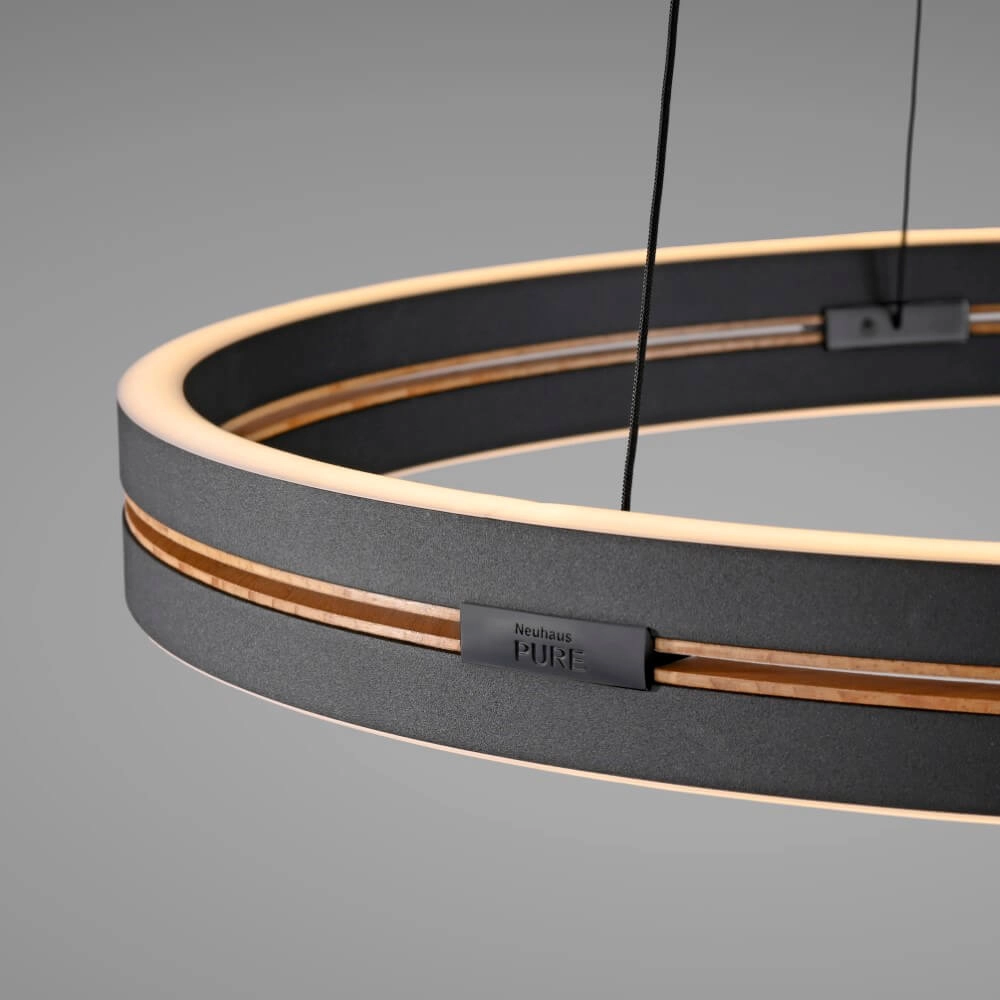 Lampe suspendue élégante Pure E-Loop noir Ø 70cm Paul Neuhaus 4012248384336