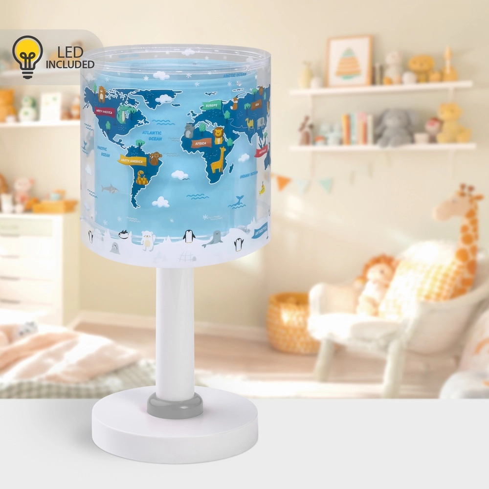 Lampe de table pour chambre d’enfant Kids World bleu Dalber 8420406406718