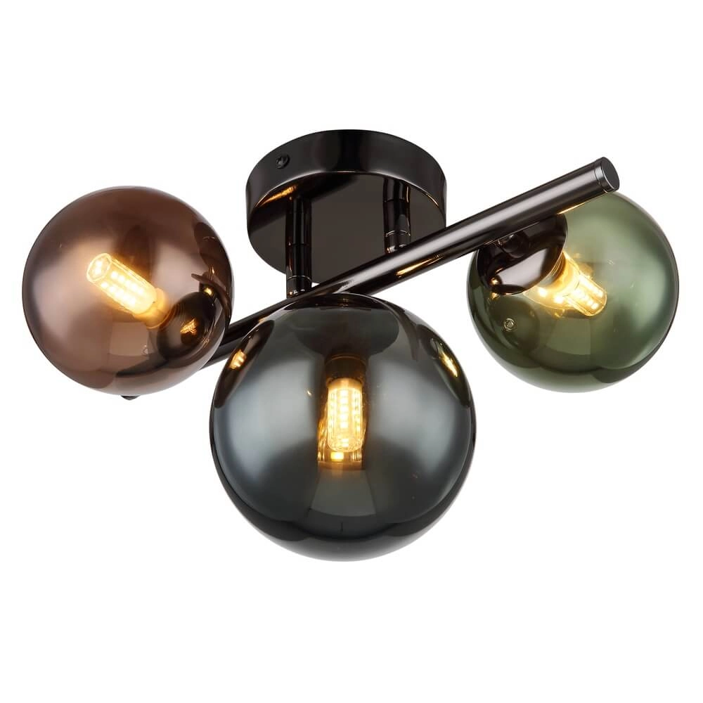 Applique murale noire Riha Verre coloré 3 lumières Applique murale noire Riha Verre coloré 3 lumières