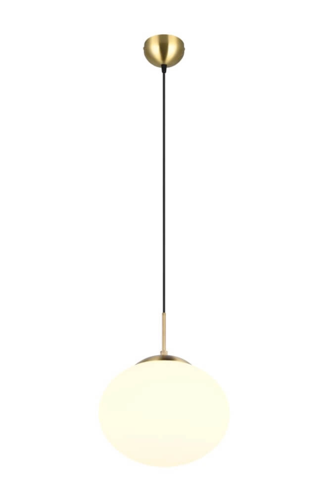 Lampe à suspension ovale Fomento Ø 30cm - laiton avec verre blanc