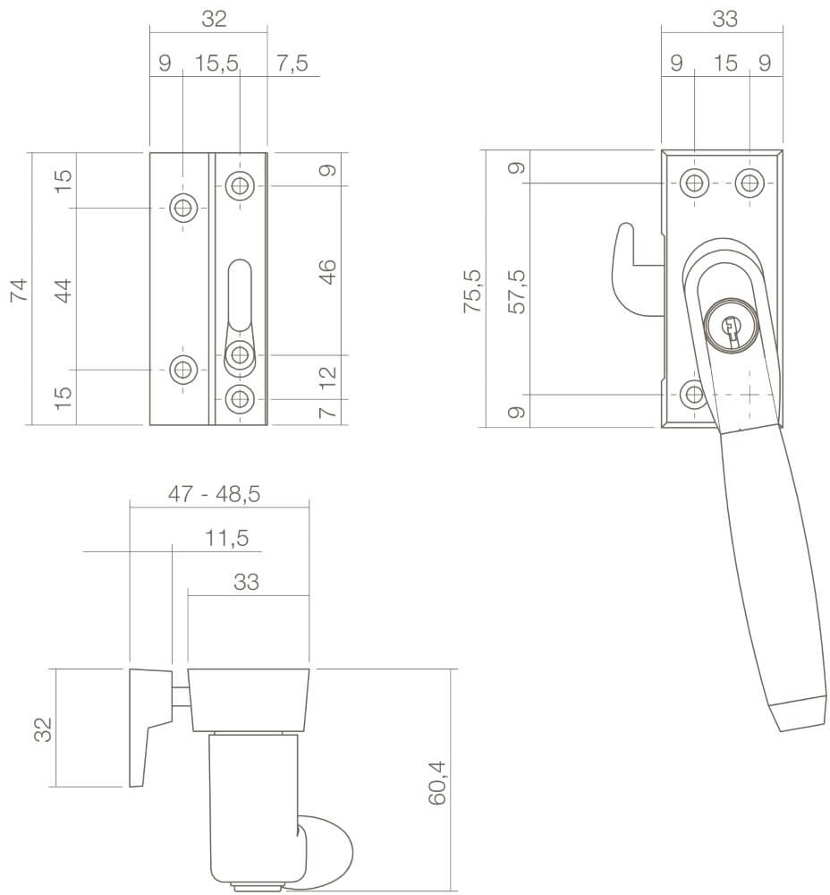 Fermeture de fenêtre Ton 400 verrouillable à gauche Intersteel 8714186130889