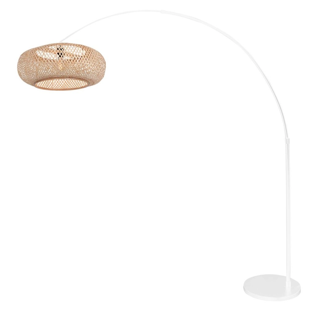 Lampe à arc blanc Maze Naturel avec capuche en rotin Steinhauer 8712746185812