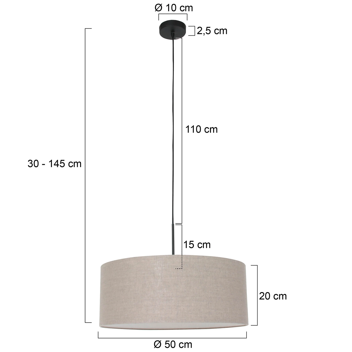 Lampe suspendue Sparkled 50cm avec abat-jour taupe Steinhauer 8712746146257