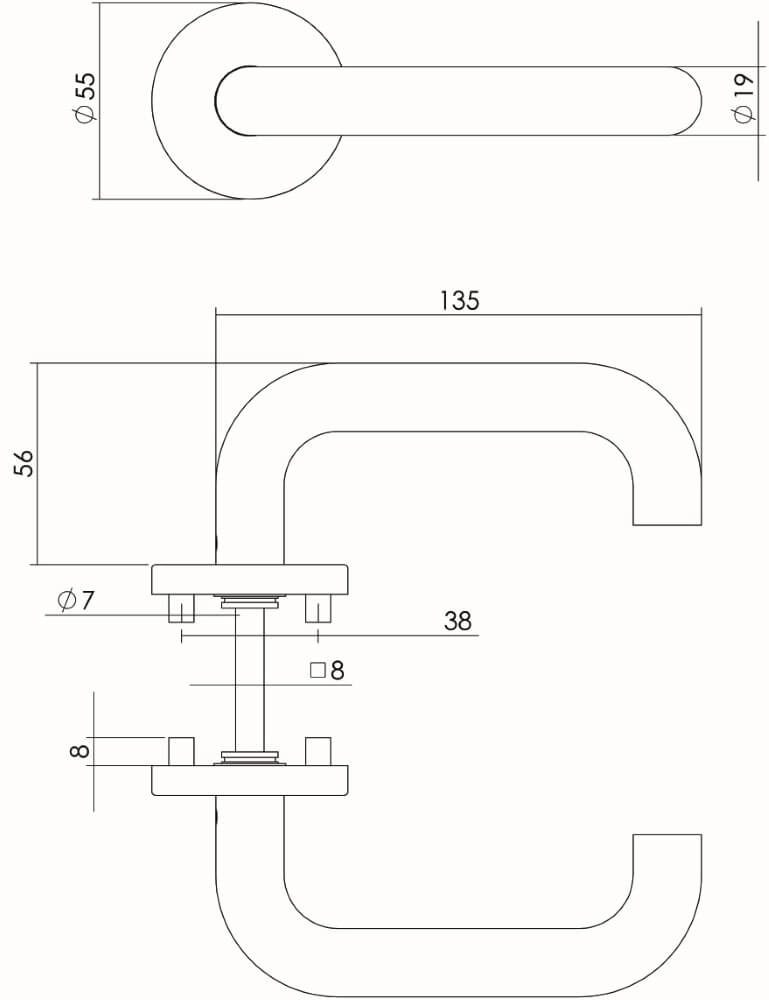 Poignée Rond sur rosace en acier inoxydable Intersteel 8714186087619