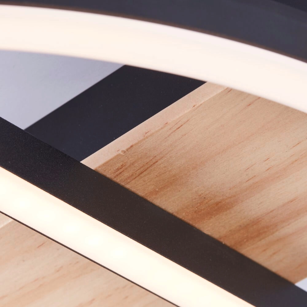 Plafonnier Maureen Ø 37cm avec carré noir avec bois Brilliant 4004353420092