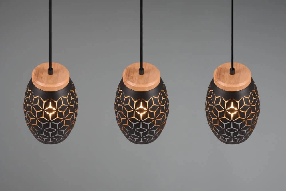 Lampe à suspension en or noir Bidar 3 lumières Trio 4017807574890