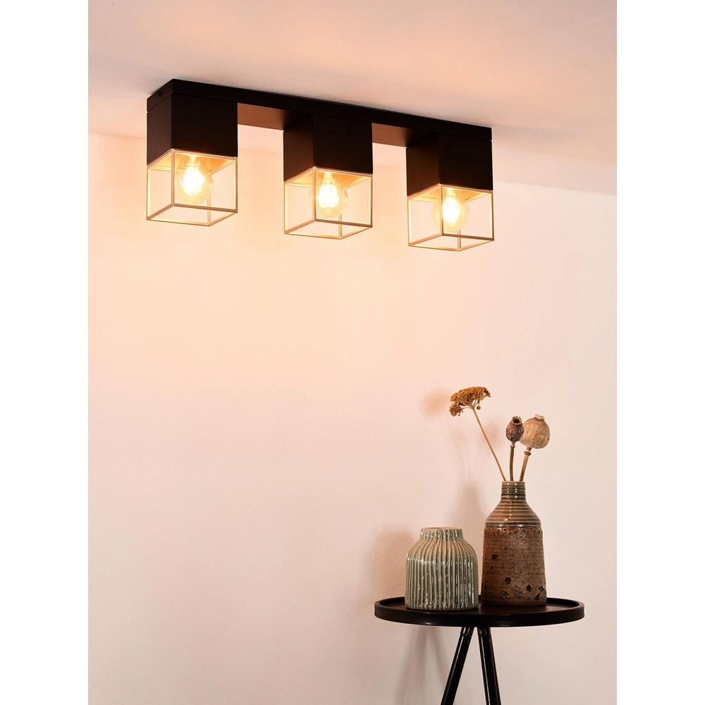 Lampe de plafond élégante Rixt 3 noir clair avec or Lucide 5411212211064