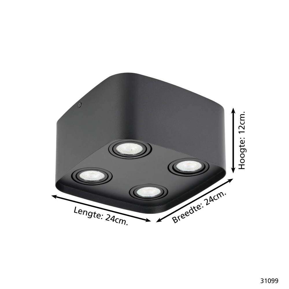 Spot apparent noir Arenzano 4 lumières Eglo 9002759310998