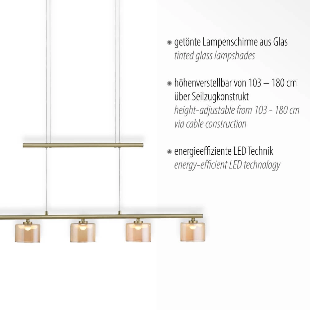 Lampe suspendue 5 lumières Hydra laiton Paul Neuhaus 4012248364987