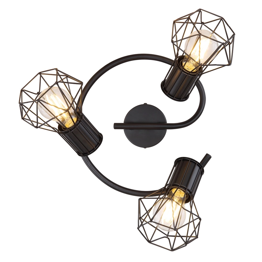 Lampe de plafond ronde Priska Noir à 3 lumières Globo 9007371403172
