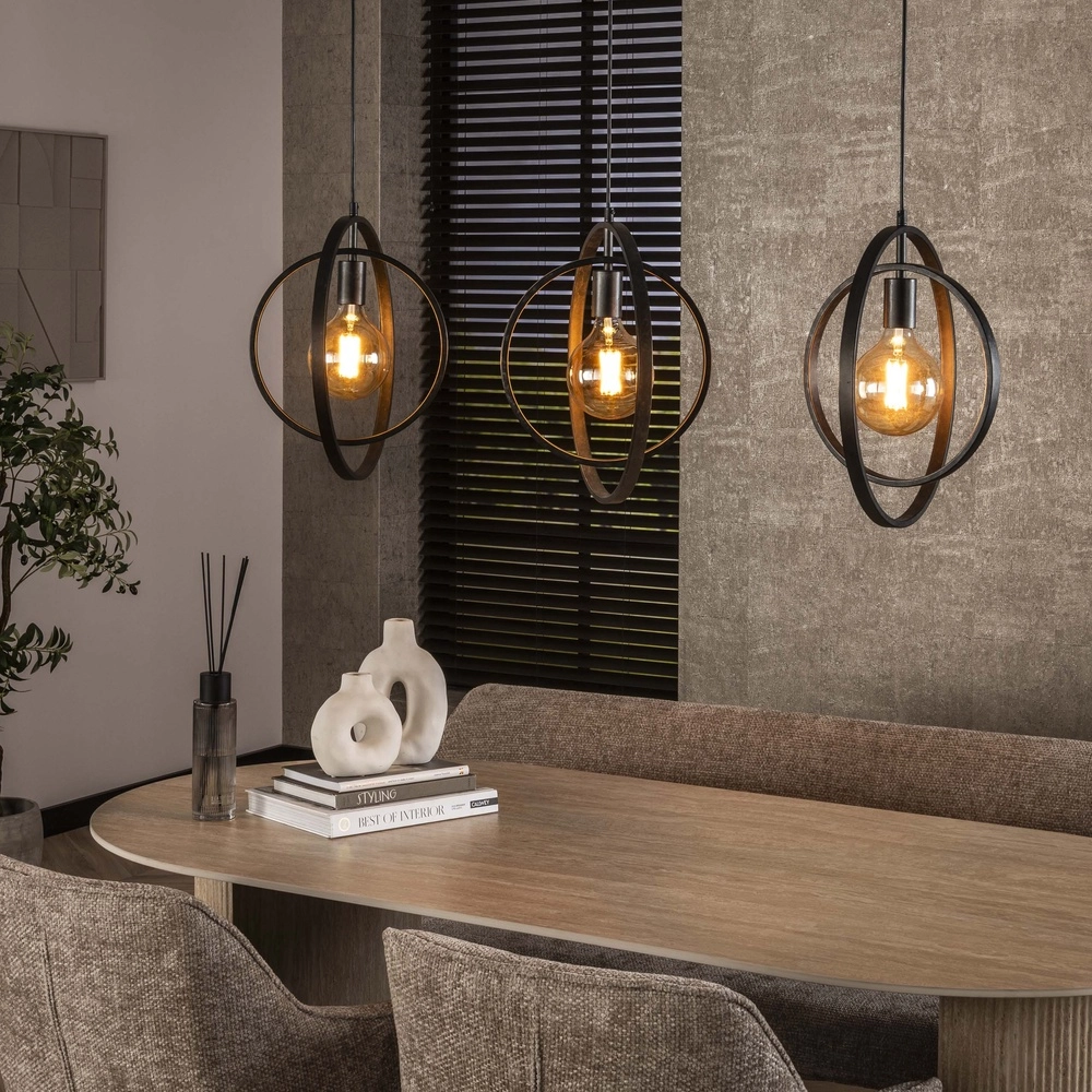 Lampe pendante de table à manger Turn 3L - Ø 40cm - charbon de bois