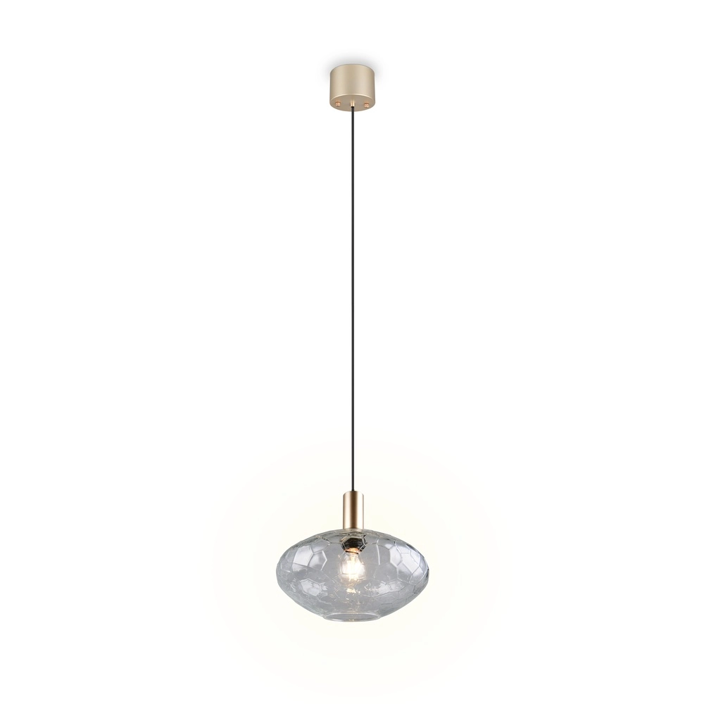 Lampe suspendue Emelie Or avec verre fumé