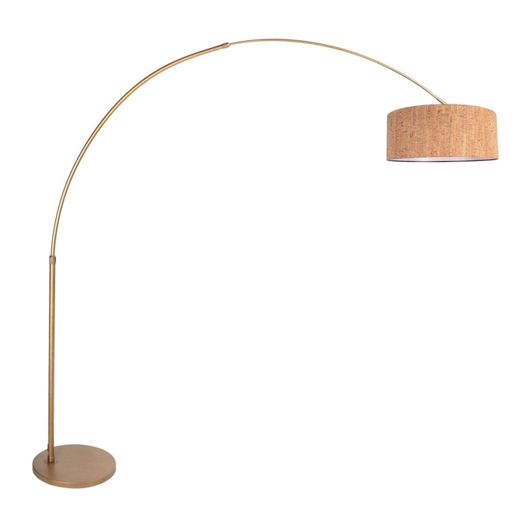 Lampe sur pied en bronze Sparkled Light avec un chapeau en liège de 50 cm Ø