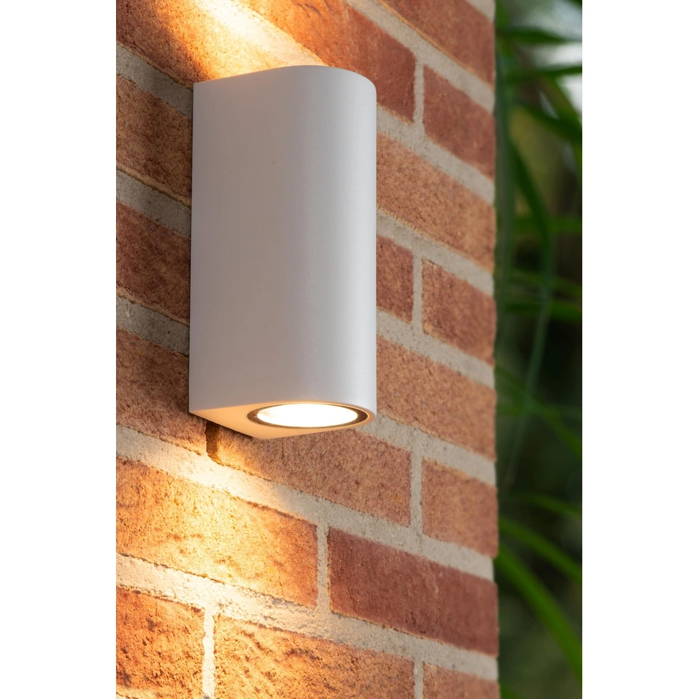 Projecteur mural Zaro IP44 en haut et en bas blanc Lucide 5411212690111
