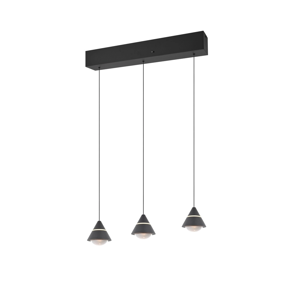 Suspension design Romeo 3 lumières noir